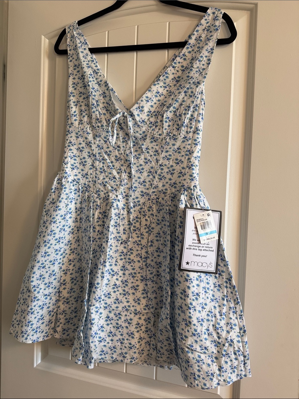 Macy's (Alex & Sophie) White and Blue Floral Sundress